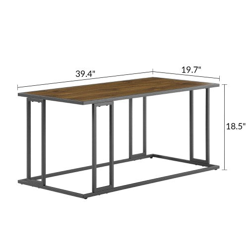 Modern Coffee Table with Metal Frame Wood Finish Top Adjustable Feet, Easy Assembly, 39.4” L x 19.7” W x 18.5” H - Sturdy & Stylish Living Room Accent Table Modern Coffee Table with Metal Frame Wood Finish Top Adjustable Feet, Easy Assembly, 39.4” L x 19.7” W x 18.5” H - Sturdy & Stylish Living Room Accent Table